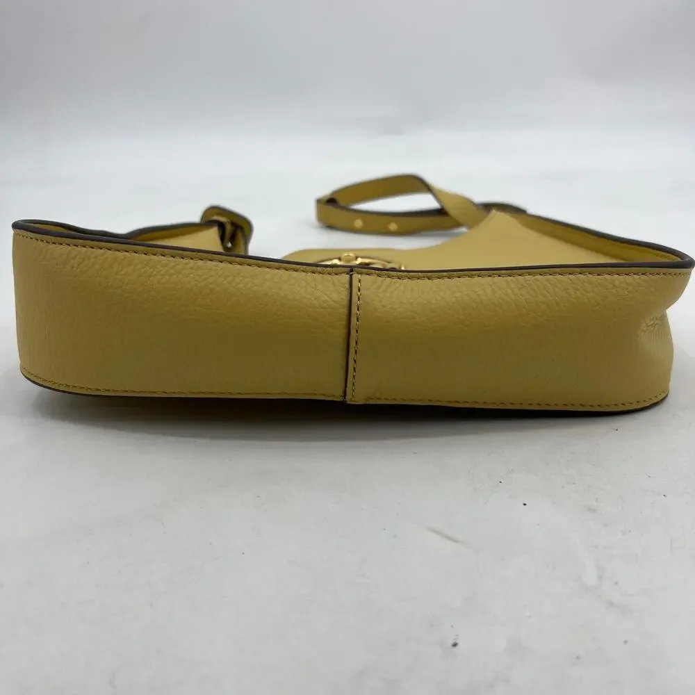 Tory Burch Purse Sunflower Yellow Miller Hobo Bag Pebble Leather Crossbody New - Picture 5 of 15